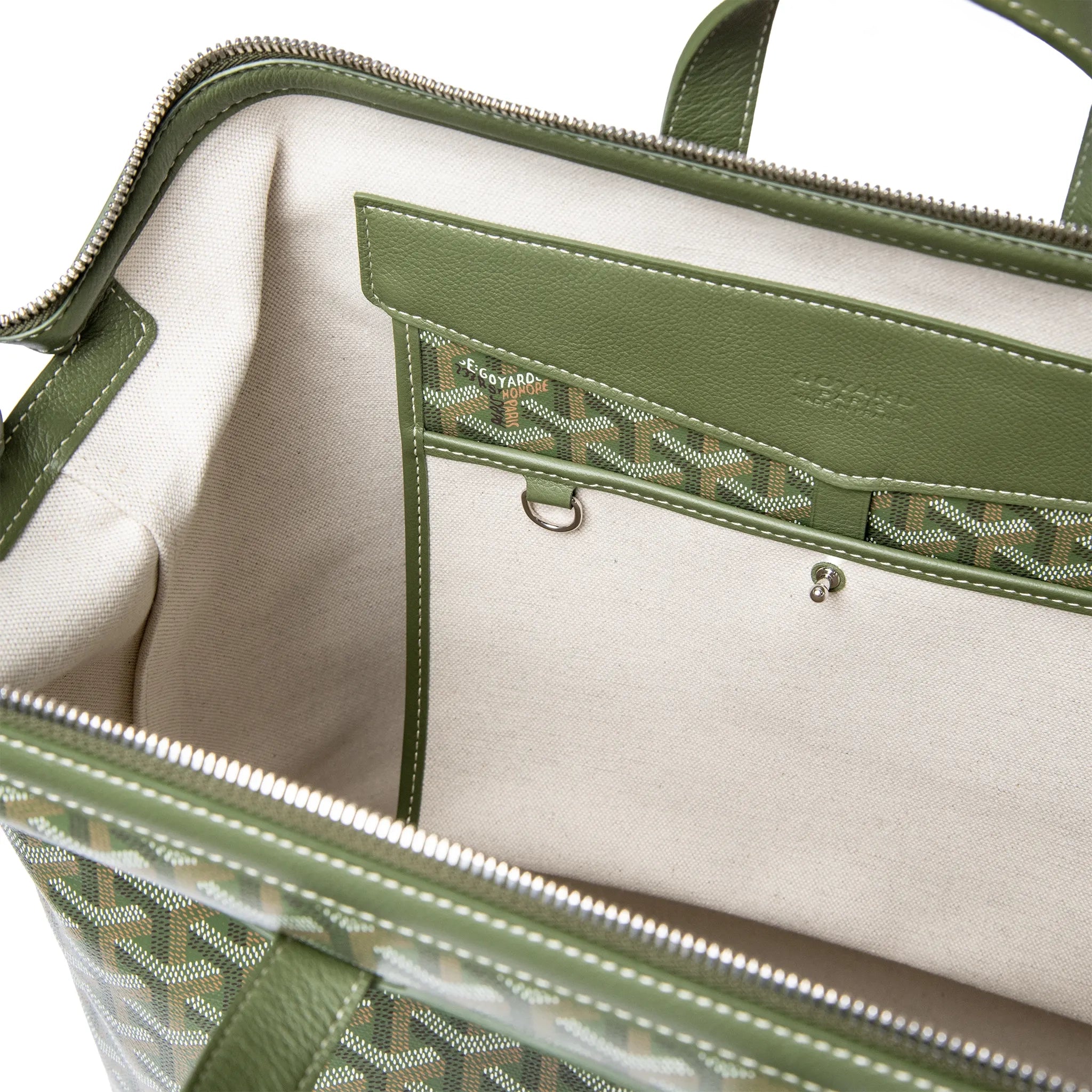 Insidse View of Goyard Khaki Cisalpin Backpack CISG25MMLTY29CL29P